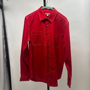 Calvin Klein Jeans Red Long-Sleeve Button-Down Shirt